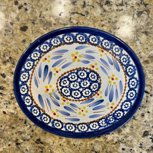 temptations bakeware old world 9 inch Trivet round blue